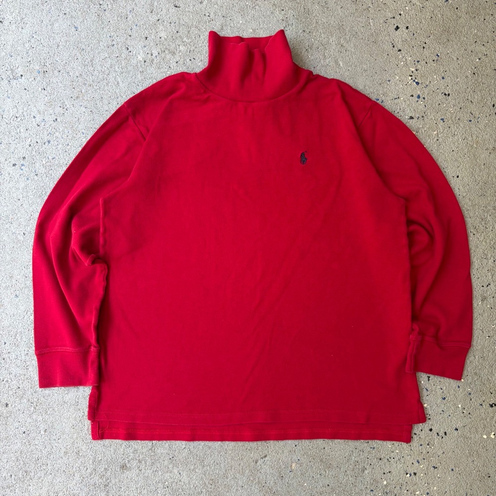 Polo Ralph Lauren Red Turtleneck Cotton Long Sleeve Sweater Mens XL Pony Logo